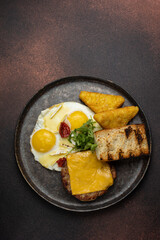 Delicious breakfasts from the restaurant. Close up
