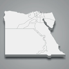 Luxor region location within Egypt 3d map