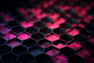 Obraz premium Abstract background formed from pink hexagons , Glass Violet Pattern, Geometric Crystals, Abstract wallpaper 