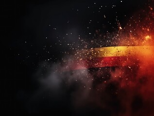 German flag concept art, national flag represented in smoke with shiny glitter particles, background graphic resource, AI