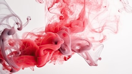  Red and white smoke with shiny glitter particles,  love, wedding, valentine concept on white background., AI