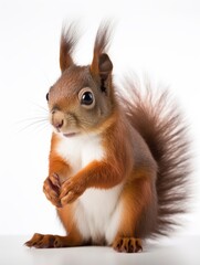 Squirrel on white background, animal graphic asset, chipmunk, AI