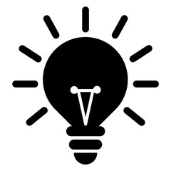 Light bulb filled icon illustration on transparent background. Idea, innovation light bulb sign. Solution, creativity sign. Electric lamp sign in PNG format.