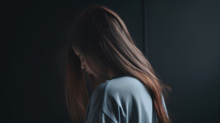 Obraz premium alone young woman sad fear stressful depressed emotion.crying begging help.stop abusing domestic violence,person with health anxiety,people bad frustrated exhausted feeling down