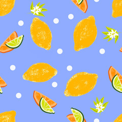 Seamless Citrus Tile Hand Drawn