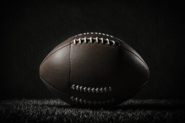 single American football on a black background. Generative AI