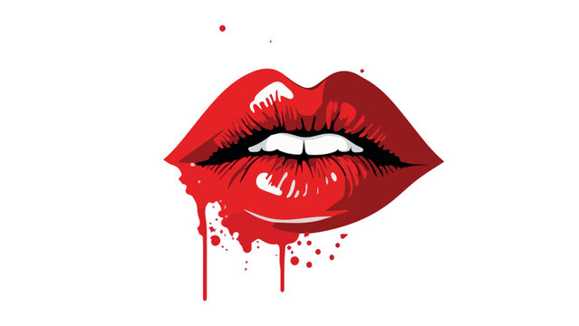 Vector illustration of sensual lips and even teeth
