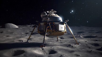 Illustration of the space craft on the moon surface