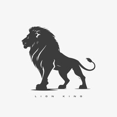 Lion King vector logo template. Wild animal lion.