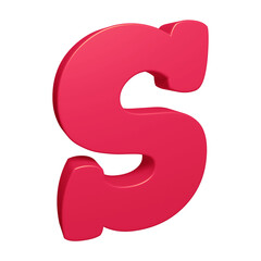 Naklejka premium Pink alphabet letter s in 3d rendering for education, text concept