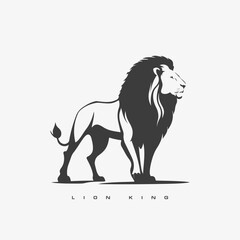 Lion King vector logo template. Wild animal lion.