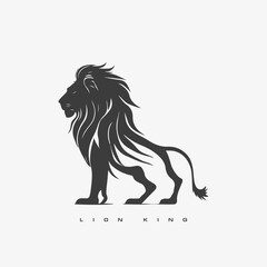 Lion King vector logo template. Wild animal lion.