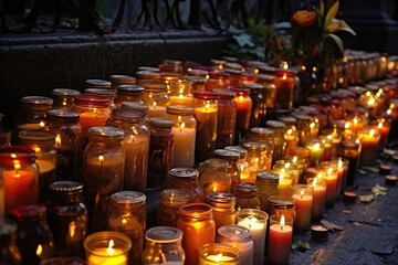 Grave candles on tha all saints day. 