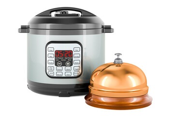 Automatic Multicooker with reception bell. 3D rendering