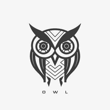Modern abstract Owl logo template. Owl bird line art.
