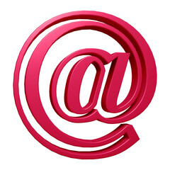 Pink email or at symbol design in 3d rendering