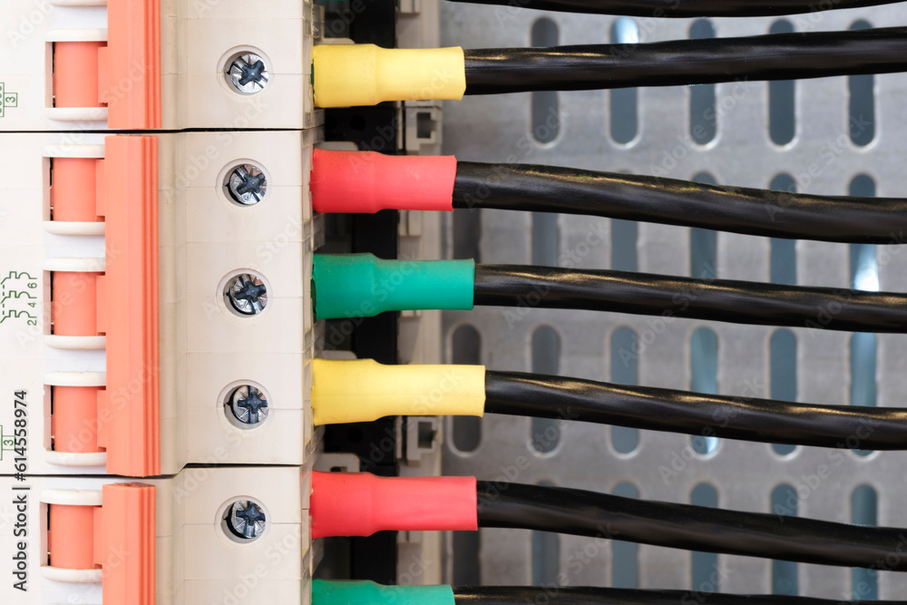 Poster box for wires of distribution of an electricity, plc control panel with wiring, lectric control pane