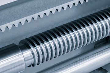 Linear ball screw gear. Drive for moving working parts of metal cutting lathe machines. industrial...