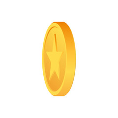 Golden money. Rotating gold coin.