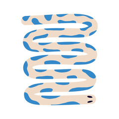 snake in modern trendy naive style. Minimalistic funky bizarre snake