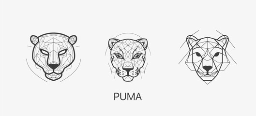Modern abstract Puma or Jaguar head vector logo template. Line art wildcat logotype © serdjo13