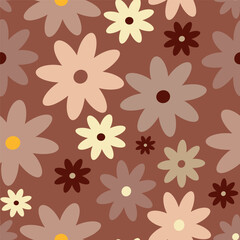 Retro Vintage boho spring floral pattern in 60s style