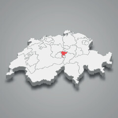 Fototapeta na wymiar Nidwalden cantone location within Switzerland 3d map