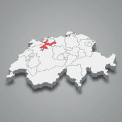 Solothurn cantone location within Switzerland 3d map