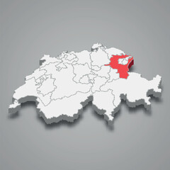 St. Gallen cantone location within Switzerland 3d map