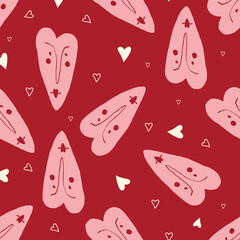 Valentines Day pattern with vibrant expressive funky hearts.
