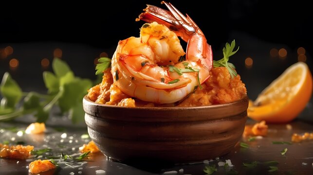 Mofongo Colossal Shrimp - AI-generated image