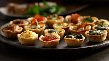 Assorted mini quiches with various filling