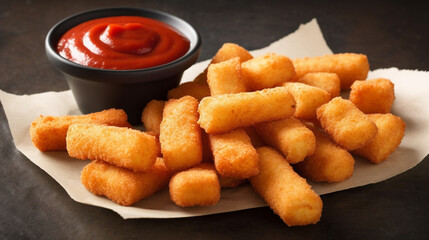 Mozzarella sticks with ketchup