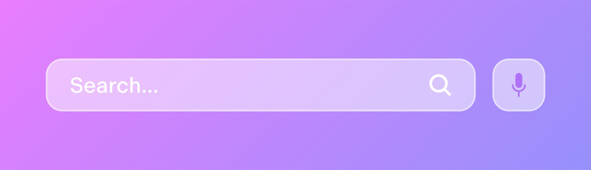 Fototapeta premium Transparent search bar. Internet browser engine with search box, address bar and text field. UI design, website interface element with web icons and push button. Vector illustration