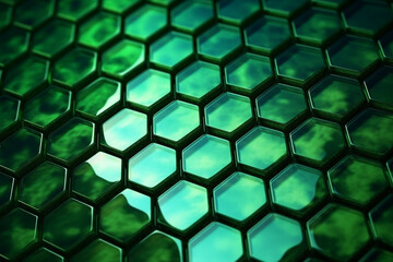 Naklejka premium Abstract background formed from green hexagons , Glass green Pattern, Geometric Crystals, Abstract