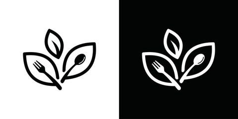 leaf fork and spoon logo design. icon symbol for health restaurant food diet and others. organic food