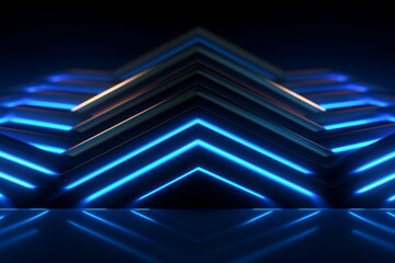 Abstract background featuring glowing zigzag lines illuminated by vibrant blue neon light. Minimalist and geometric, perfect as a wallpaper. Generative AI