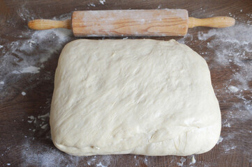 Homemade raw puff pastry. Dough ready before rolling.