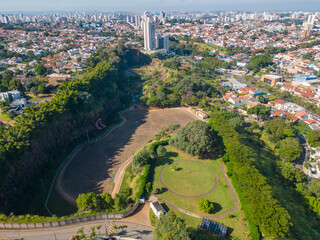 Aerial view of Pedreira do Chapadão and adjacent neighborhood located in Jardim Chapadão in the...
