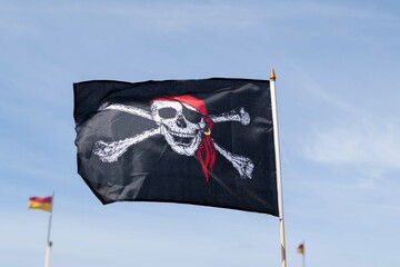 Pirate skull and crossbones flag