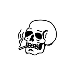 vector illustration of a skull with a cigarette