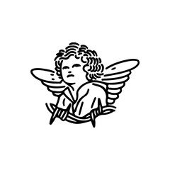 vector illustration of little angel with wings