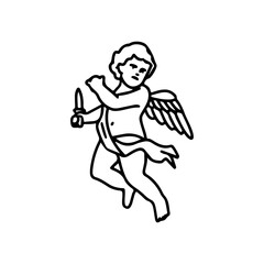 vector illustration of little angel holding knife
