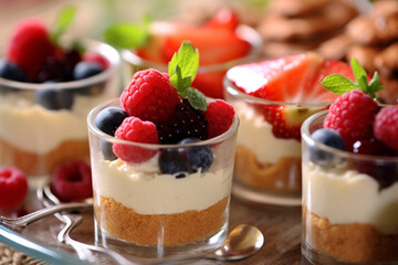 Dessert with raspberry and cream