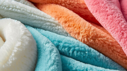 Fuzzy and fluffy chenille fabric with a soft texture, colorful fluffy fabric - obrazy, fototapety, plakaty