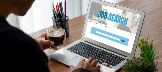 Online job search on modish website for worker to search for job opportunities on the recruitment...