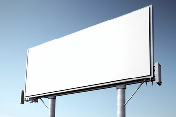 Modern marketing: Clean white background highlights the sleek design of the billboard pole. Generative AI