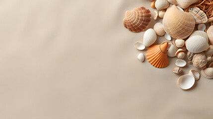 Obraz na płótnie Canvas a group of seashells and rocks on sand