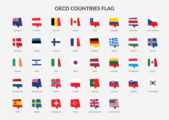 OECD - Organisation for Economic Co-operation and Development Countries flag Chat icons collection