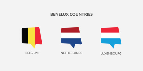 Benelux Countries Chat flag icon set.